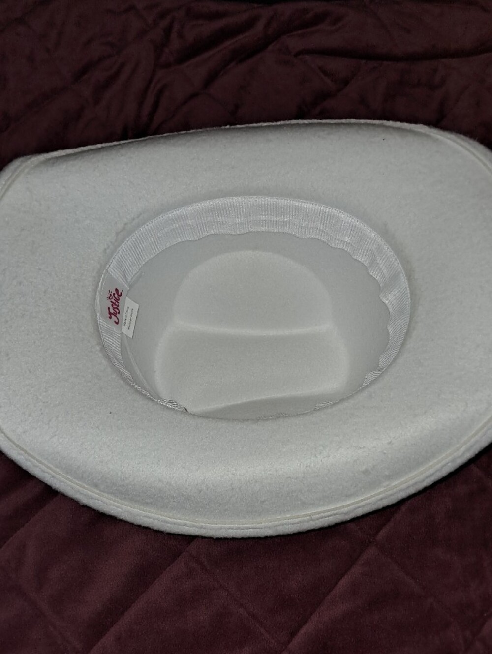 Justice White Felt Cowboy Hat with Rhinestone Trim - Picture 3 of 6